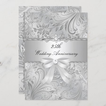 Floral & Bow 25th Wedding Anniversary Invite