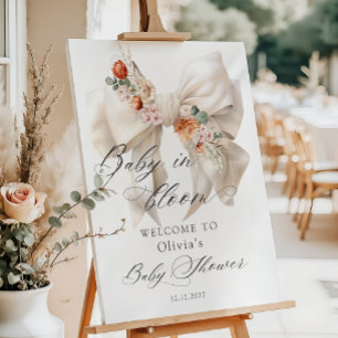 Floral Bow Baby in Bloom Baby Shower Welcome Foam Board