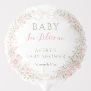 Floral Bow Baby in Bloom Girl Baby Shower Balloon
