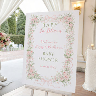 Floral Bow Baby in Bloom Girl Baby Shower Foam Board