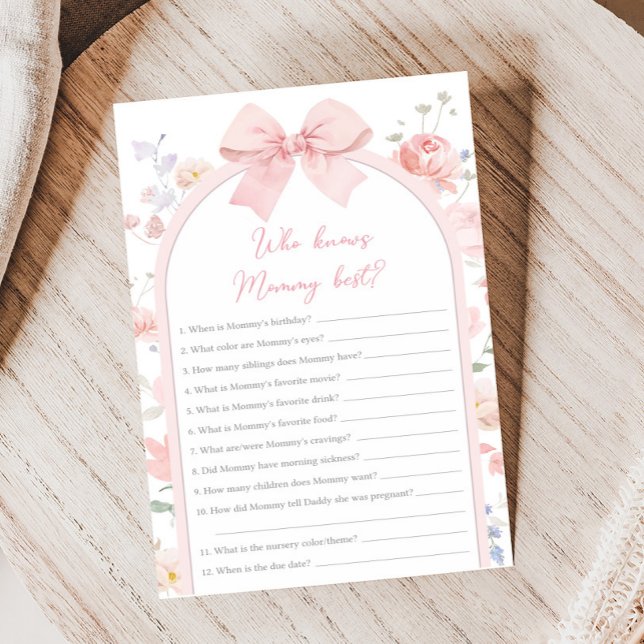 Floral Bow Baby in Bloom Shower Who Knows Mom Game (Creator Uploaded)