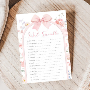 Floral Bow Baby in Bloom Shower Word Scramble Game