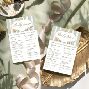 Floral Bow Baby Shower Baby Trivia Game