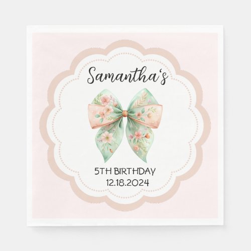 Floral Bow Birthday Napkins