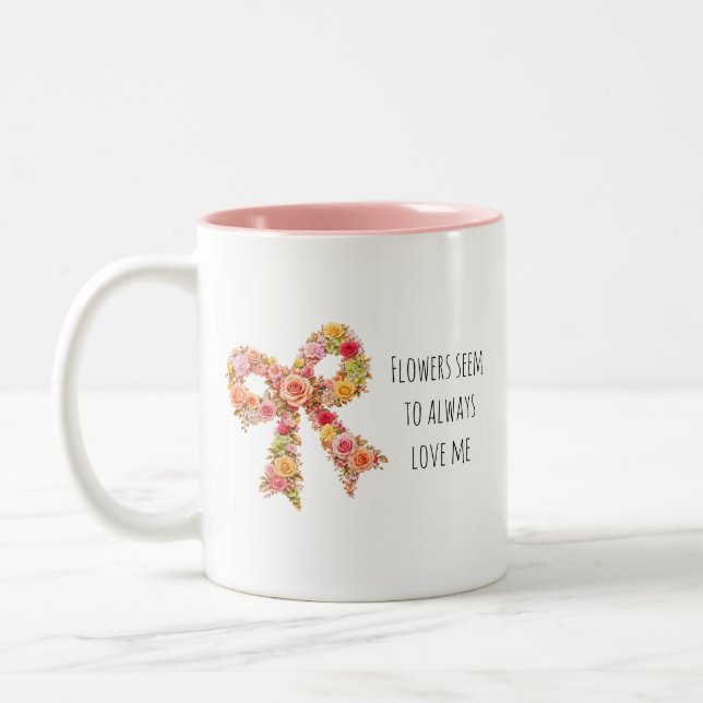 Floral Bow Coffee Mug | Cute Botanical Gift  (Left)