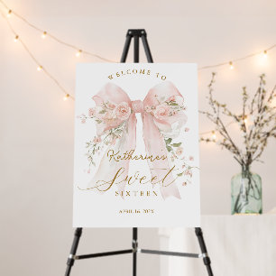 Floral Bow Coquette Sweet Sixteen Welcome Sign