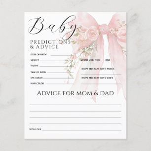 Floral Bow Elegant Baby Shower Prediction Game