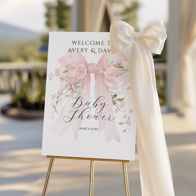 Floral Bow Elegant Flower Girl Baby Shower Foam Board (Creator Uploaded)