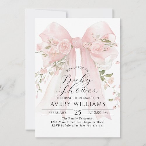 Floral Bow Elegant Flower Girl Baby Shower