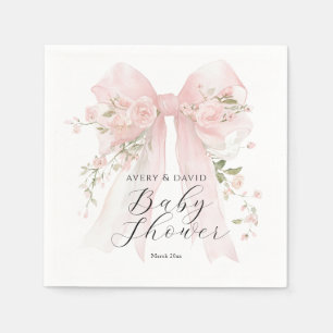 Floral Bow Elegant Flower Girl Baby Shower Napkins