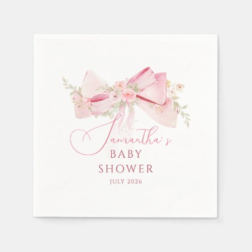 Floral Bow Elegant Flower Girl baby shower  Napkins