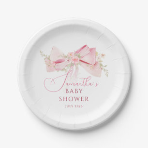 Floral Bow Elegant Flower Girl baby shower Paper Plates