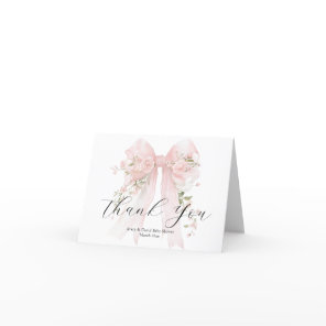 Floral Bow Elegant Flower Girl Baby Shower Thank You Card