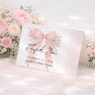 Floral Bow Elegant Vintage Baby Shower Thank You Card