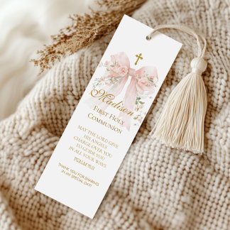 Floral Bow First Holy Communion - Coquette Bookmarks