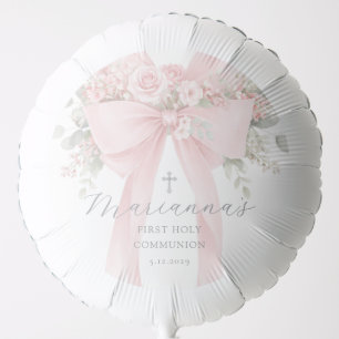  Floral Bow First Holy Communion Elegant Balloon