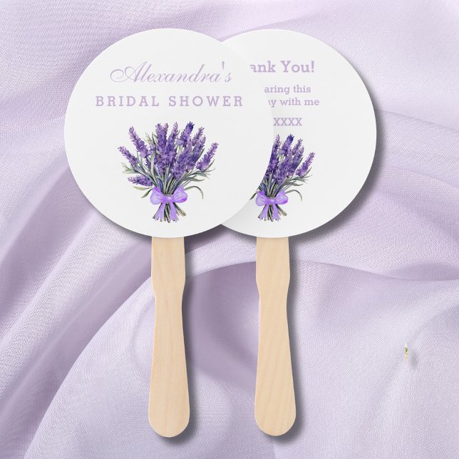 Floral Bow Lavender Bridal Shower Thank You Hand Fan (Creator Uploaded)