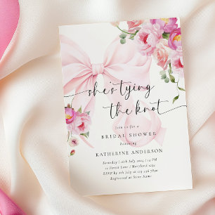 Floral Bow She's Tying The Knot Bridal Shower Invitation