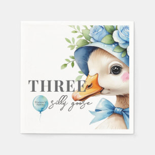 Floral Bow Silly Goose Boy Birthday Napkins