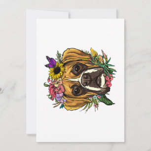 Floral Boxer Dog Botanical Plant Flower Pet Boxer Holiday Card