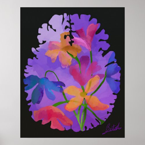 Floral Brain Art Poster