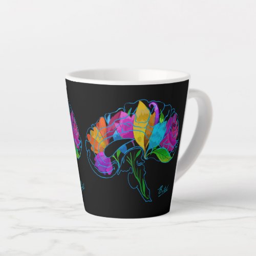 Floral brain latte mug