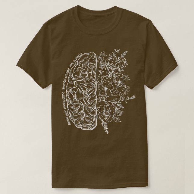 Floral Brain Map Science And Art Neuroscience Neur T-Shirt (Design Front)
