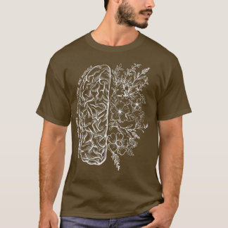 Floral Brain Map Science And Art Neuroscience Neur T-Shirt