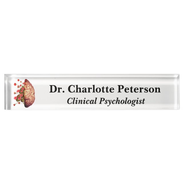 Floral Brain Psychologist or neurologist  Desk Name Plate (Front)
