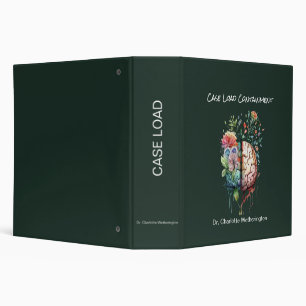Floral Brain Therapist Case Load Containment 3 Ring Binder