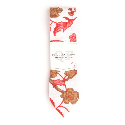 Floral Bramble Red Linen Necktie (Front)