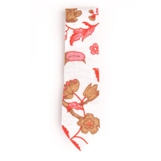 Floral Bramble Red Linen Necktie (Front)
