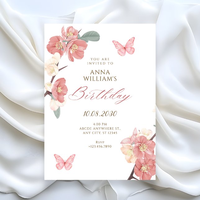 Floral branch birthday invitation (Creator Uploaded)