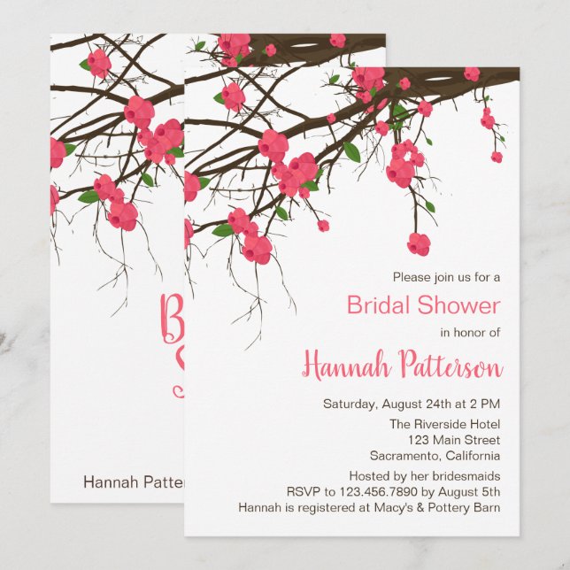 Floral Branch Bridal Shower Invitation (Front/Back)