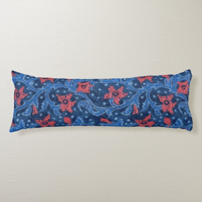 "Floral branch" wool painting, soft red flowers Body Pillow (Front)