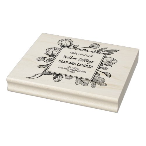 Floral Branding Made With Love Rubber Stamp