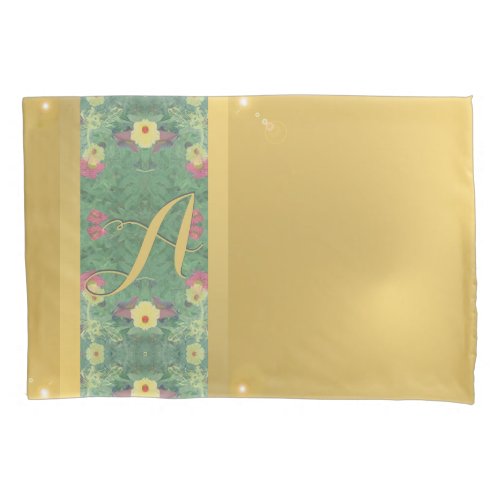 Floral Brass_like Monogram Pillowcase