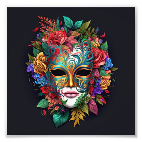 Floral Brazilian Carnival Mask Photo Print