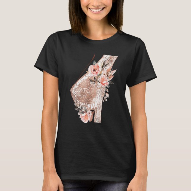 Floral Breast Anatomy Mammary Gland Women Breast P T-Shirt (Front)