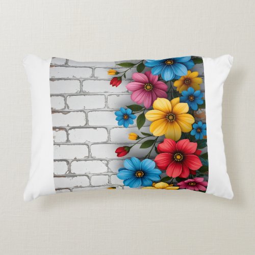 Floral Brick Wall Sherpa Throw Accent Pillow