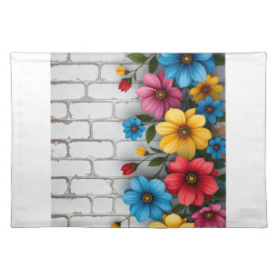 Floral Brick Wall Sherpa Throw Cloth Placemat