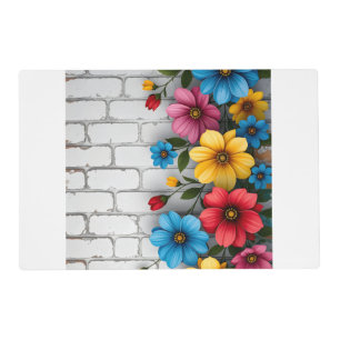 Floral Brick Wall Sherpa Throw Placemat