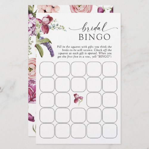 Floral Bridal Bingo Game