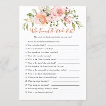 Floral Bridal Bingo/who Knows The Bride Best Games Invitation by IrinaFraser at Zazzle