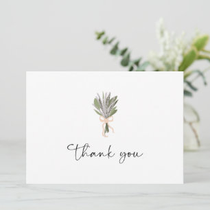 Floral Bridal Bouquet Pink Bow Thank You Card