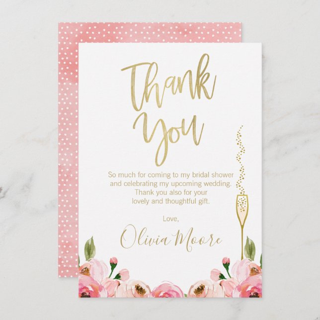Floral Bridal Brunch Bridal Shower Thank You Card (Front/Back)