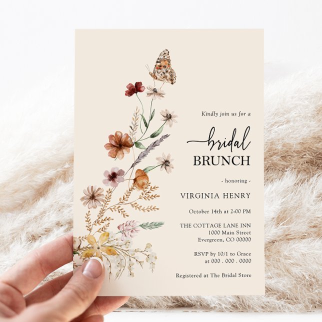 Floral Bridal Brunch Invitation (Boho Wildflower Floral Bridal Brunch Invitation by Painted Paperie
)