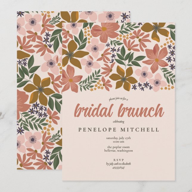 Floral Bridal Brunch Shower  Invitation (Front/Back)