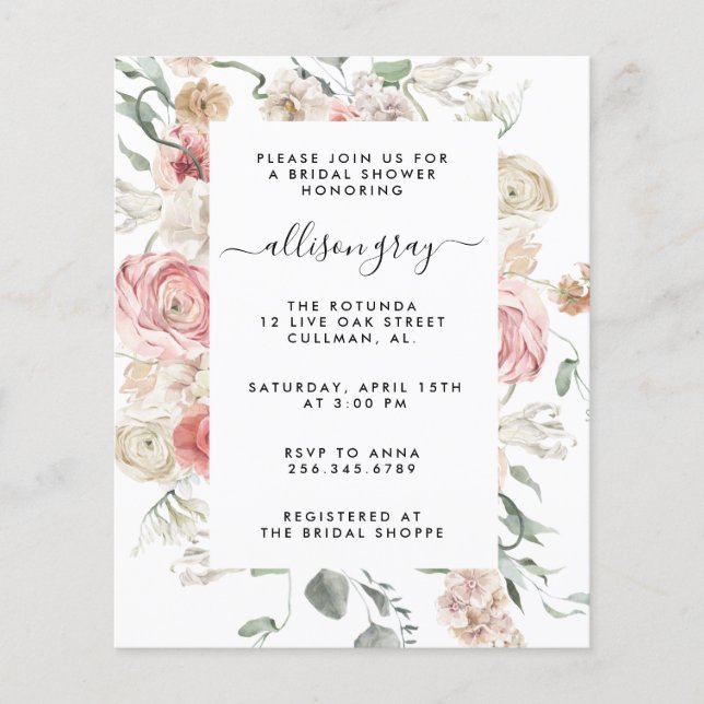 Floral Bridal Invitation | Annabeth (Front)