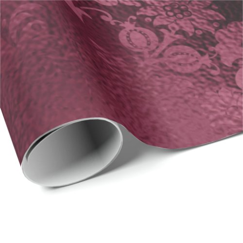 Floral Bridal Marsala Glitter Burgundy Glam Wrapping Paper
